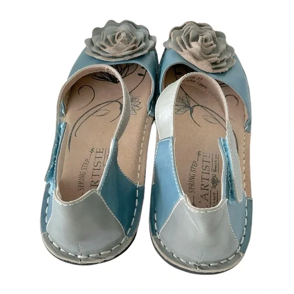 L’Artiste Spring Step Caicos Blue Gray Mary Jane Flats Shoes Size 7 Flower EUC🩵 - Picture 3 of 8